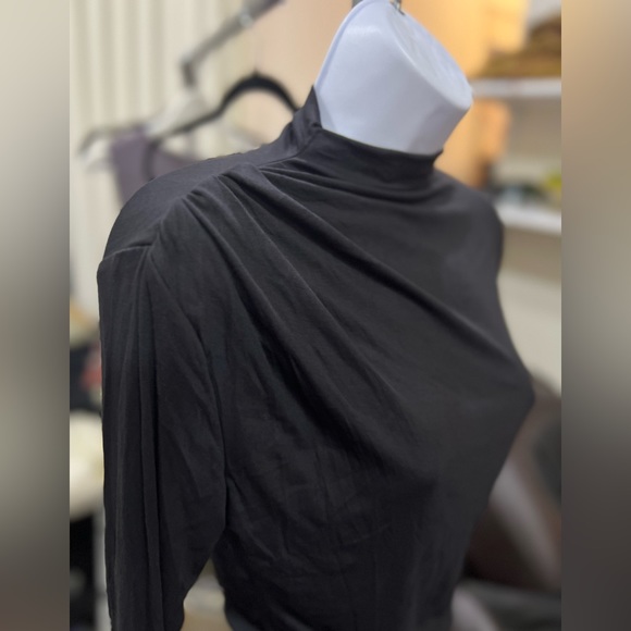 Eco-SkinKiss® Asymmetrical Ruch Mock Neck Top - Picture 3 of 5